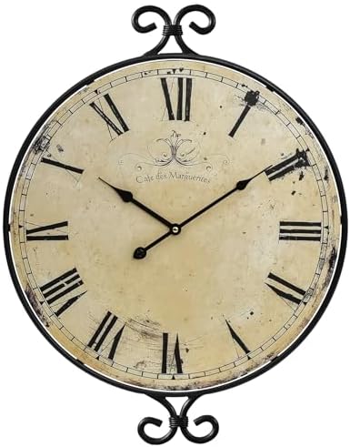 Farmhouse Wall Clock, Wrought Iron Frame by JUMBOHUMBLE