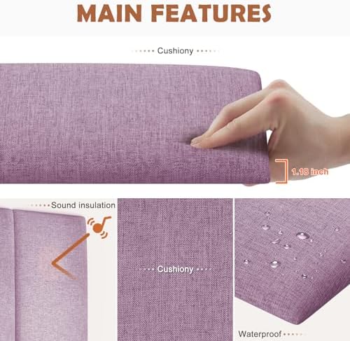 IFNOW Wall Mounted Headboard, Peel and Stick Panels, Dark Pink - Image 2