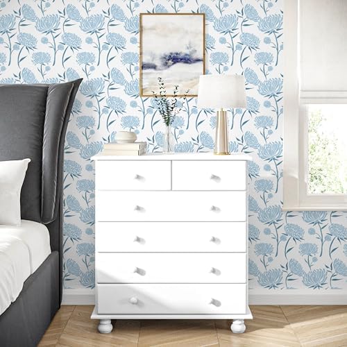 Hopepak 17.3" x 78.7" Peel and Stick Wallpaper Floral Contact Paper Blue Wall - Image 6