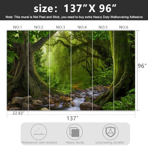 Green Forest Landscapes Woodland Tree Fabric Wallpaper Living Room Bedroom - Image 4