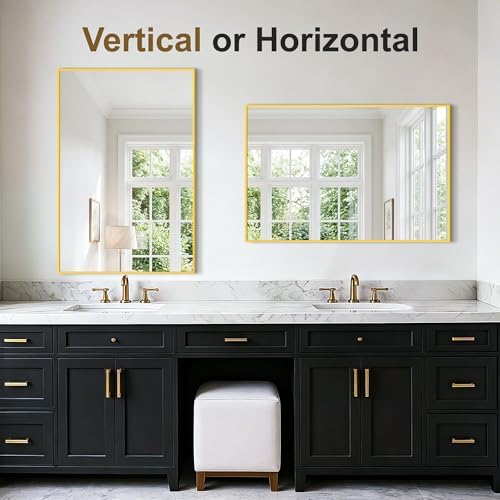 Bathroom Vanity Mirror for Over Sink, 36x24 Inch Matte Gold Mirror - Image 5