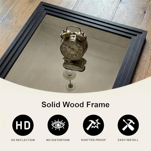 Farmhouse Rustic Wood Framed Bathroom Vanity Mirror - Image 2