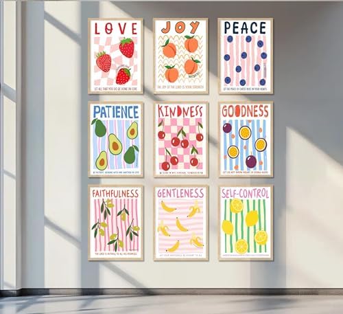 Fruit of the Spirit Bible Verses Wall Art Minimalist Striped Christian Poster - Image 2