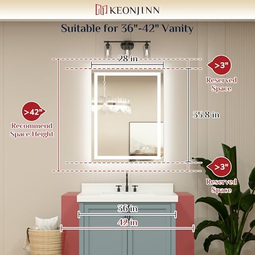 Keonjinn 28x36 Inch LED Bathroom Mirror - Image 6