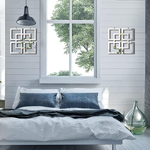 Weysat 2 Pieces Silver Mirrored Wall Decor 11.8 x 11.8 - Image 6