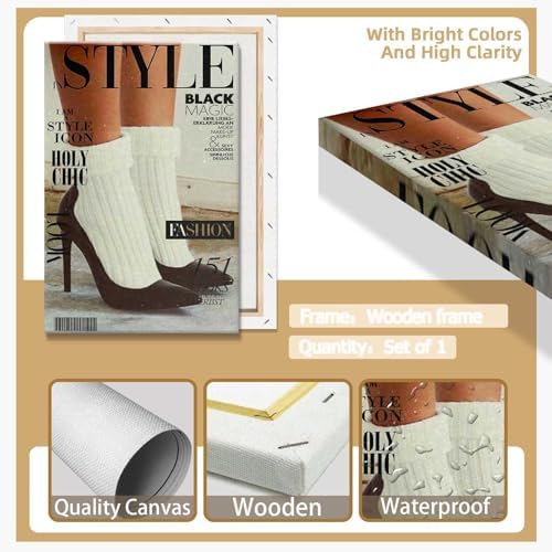 Trendy Red Boot Wall Art Funky Feminist Canvas Poster Trendy Preppy Newspaper - Image 2