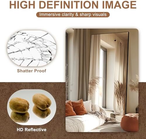 Delma Full Length Mirror with Stand, 75x35 Black Floor Mirror - Image 5