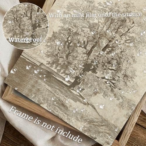 uniro Neutral Etching Vintage Tree Sketch Print, Tree Canvas Wall Art, Antique - Image 4