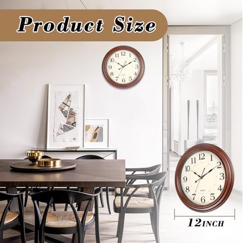12 Inch Wood Wall Clock Retro Wooden Wall Clocks Battery Operated - Image 4