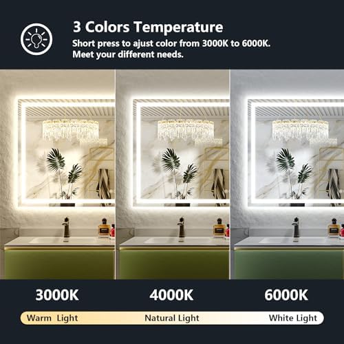 60x38 LED Bathroom Mirror with Lights, Lighted Vanity Mirror - Image 4