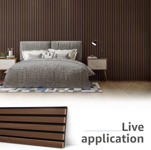 Art3d 6-Pack Soundproof Wood Slat Wall Panel, 94.5 x 7.9 Inch, Deep Walnut - Image 2