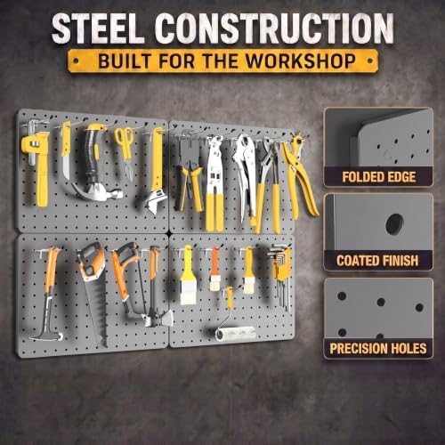 Steel Pegboard Tool Wall Organizer, 4 Pack 14.76 x 10.82 in, 6 Bins - Image 4