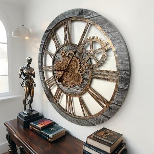 ImprovingLife The Gears Clock 36'' Inch Real Moving Gear Wall Clock Vintage - Image 5