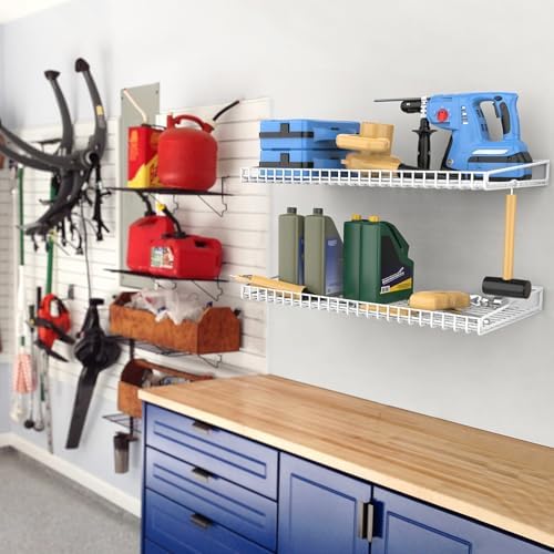 WALMANN Garage Wall Shelf, 4 Mixed-Size Wall-Mounted Storage Shelves - Image 2