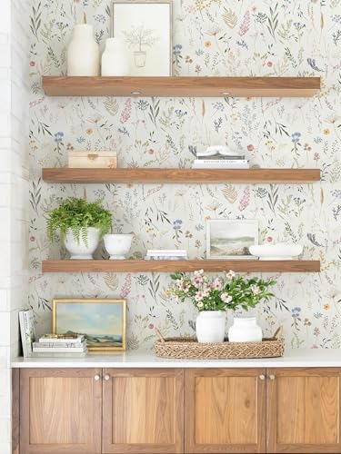 Dimoon 118"x16.1" Floral Peel and Stick Wallpaper Beige Contact Paper Thicken - Image 2