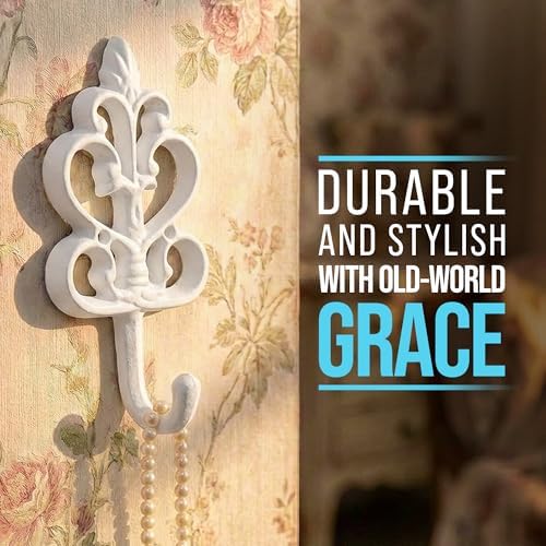 Comfify Pure White Cast Iron Wall Hooks Set of 3 – Farmhouse Coat Hooks - Image 7