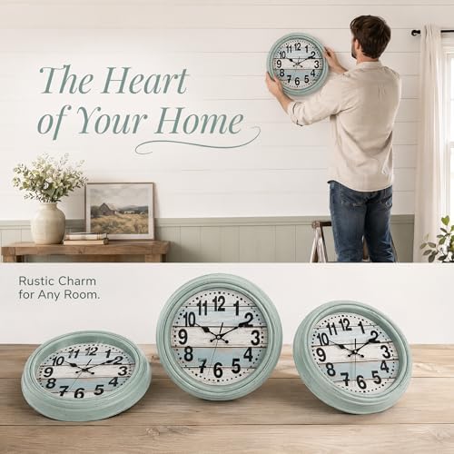 ZENFUN 12'' Rustic Wall Clock, Silent Non Ticking Clock Quartz Wall Clock - Image 7