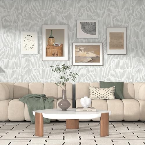 Theper Green Peel and Stick Wallpaper Modern Striped Wallpaper 17.3"×197" - Image 4
