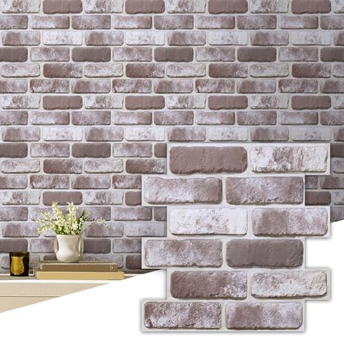 Commomy Faux Brick Wall Panels Peel and Stick Thin PVC 10 Pcs 11.8" x 11.8" by CommomyDecor