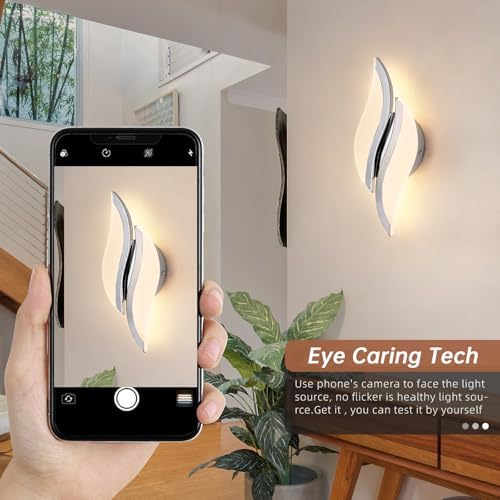 CANEOE Modern LED Wall Sconce 6000K Chrome Indoor Wall Light Fixtures Acrylic - Image 4