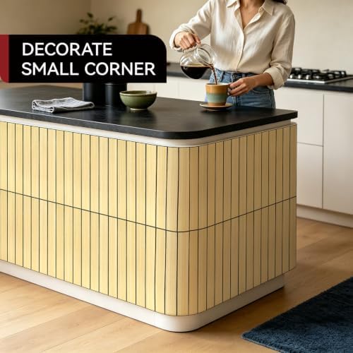 CUCOS Light Brown PVC Slat Wall Panels, 11.8 in Square, 10 Pack - Image 2