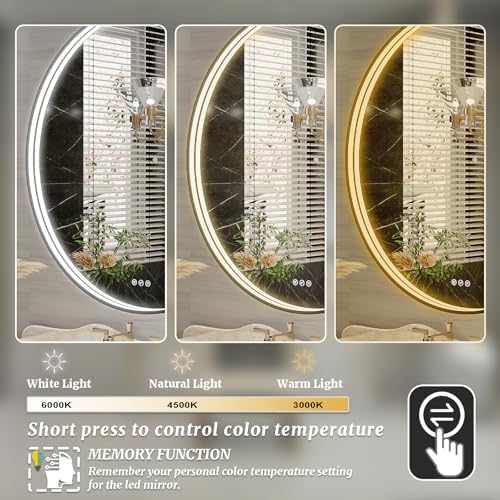 36 Inch Round LED Bathroom Mirror, Wall Mouted LED Vanity Mirror - Image 5