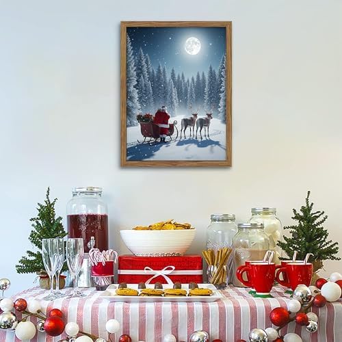 Framed Christmas Pictures Wall Decor, Santa Delivering Christmas Gifts Canvas - Image 4