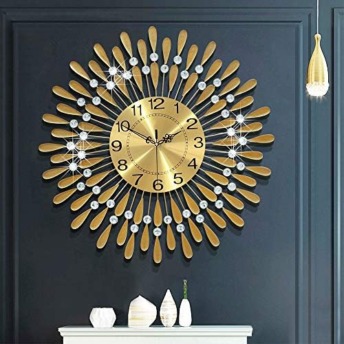 Large Wall Clock Metal Decorative 3D Non-Ticking Silent Quartz by JUGV