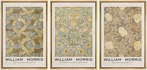 MUDECOR Framed Canvas Print Wall Art Set William Morris Floral Tapestry Pattern by MUDECOR