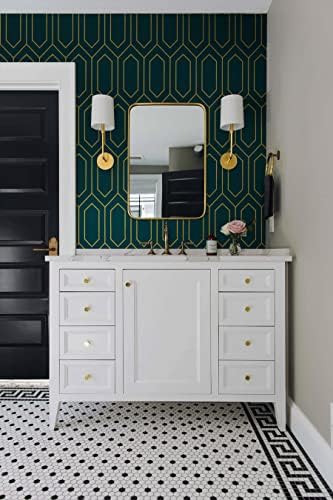 Safiyya Peel and Stick Wallpaper Gold and Dark Teal Wall Paper Geometric - Image 5