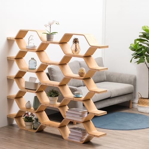 Honeycomb Bookshelf Hexagon Floating Shelves Storage Shelf Solid Wood Freely - Image 5