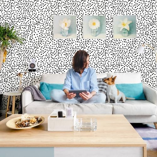 Jeweluck Peel and Stick Wallpaper Polka Dot Wallpaper 17.7” x236.2” - Image 3