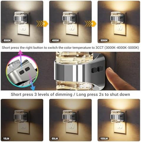 JandCase Night Light Sliver, Bubble Night Lights Plug into Wall Auto - Image 2