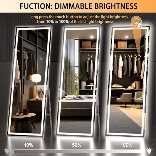 Hasipu Full Length Mirror with Lights, 66.9" x 23.6" LED Lighted Floor Standing - Image 3