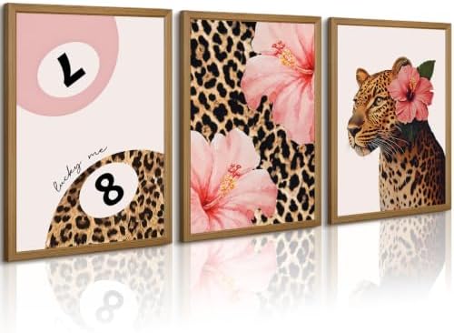 Pink Cheetah Wall Art Leopard Y2k Canvas Wall Decor Trendy Cheetah Poster by Youillne
