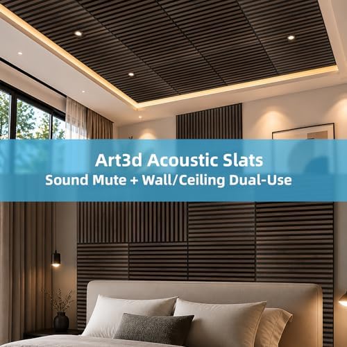 Art3d 12-Pack Acoustic Wood Slat Panel & Ceiling Tile, 2 x 2 ft - Image 4
