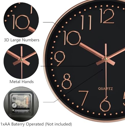Modern Silent Wall Clock, 14 Inch Wall Clocks Battery Operated - Image 6