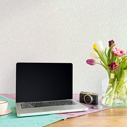 VEELIKE Iridescent Off-White Glitter Wallpaper Peel and Stick - Image 6