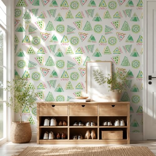 Vinjiasin Green Geometric Peel and Stick Wallpaper, Modern Abstract Triangle - Image 5