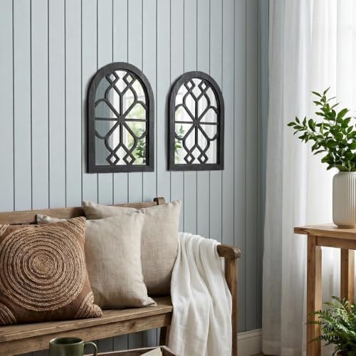 Set of 2 Arched Window Wall Mirror, Rustic Farmhouse Accent Mirror - Image 6