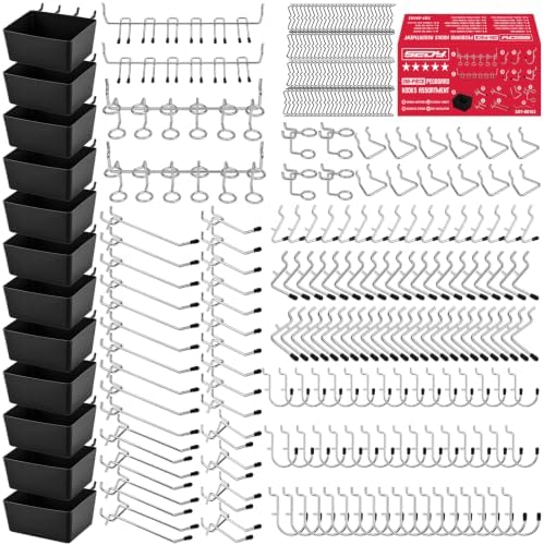 280PCS Pegboard Accessories Kit, Pegboard Hooks Assortment by SEDY