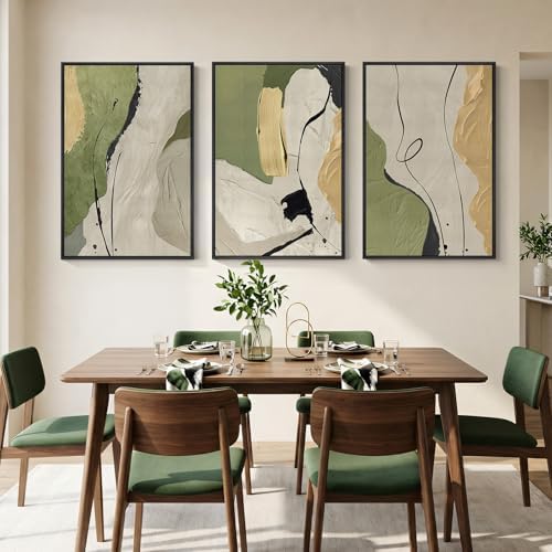 Large Framed Sage Green Abstract Wall Art - Image 4