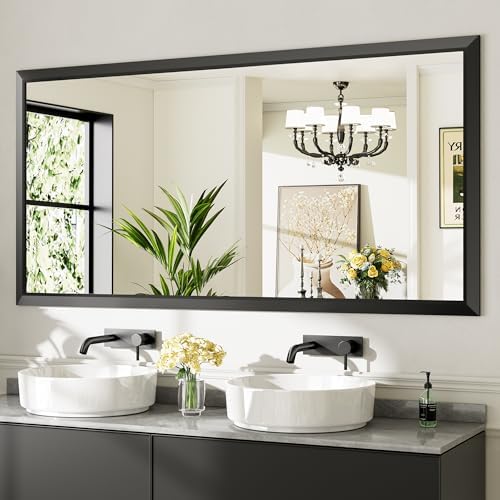 Briivue Black Metal Framed Bathroom Wall Mirror, 72x36 Inch by Briivuemodernmirrors