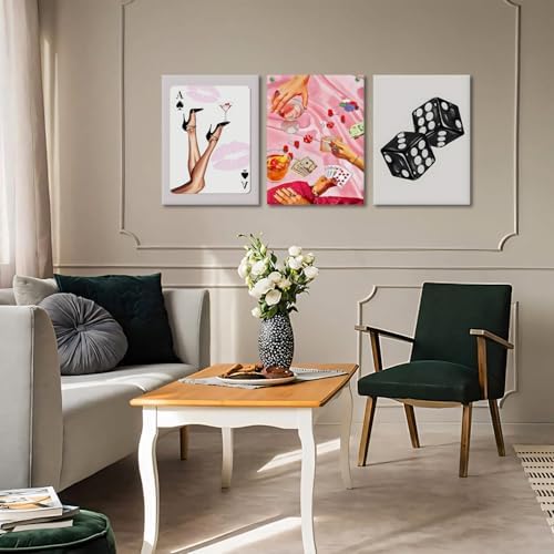 Framed Black and White Poker Dice Wall Art Set of 3, Funky Retro Y2K Aesthetic - Image 6