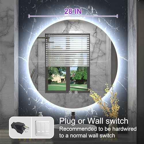 28 Inch Backlit Round LED Bathroom Mirror - Image 6