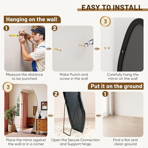 Antok Irregular Full Length Mirror, Standing Hanging Leaning Irregular Mirrors - Image 6