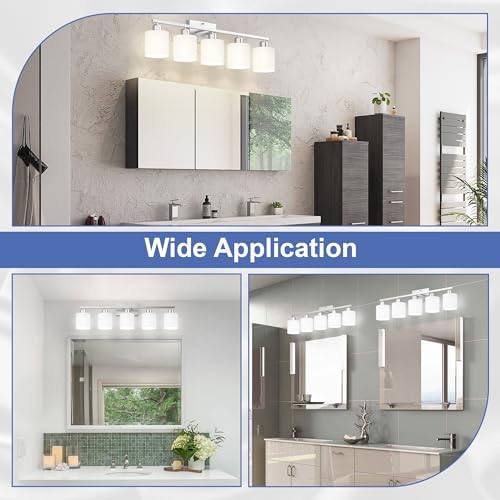 Bathroom Lights Over Mirror Brushed Nickel, Anti-Rust 5-Light Bathroom Vanity - Image 6