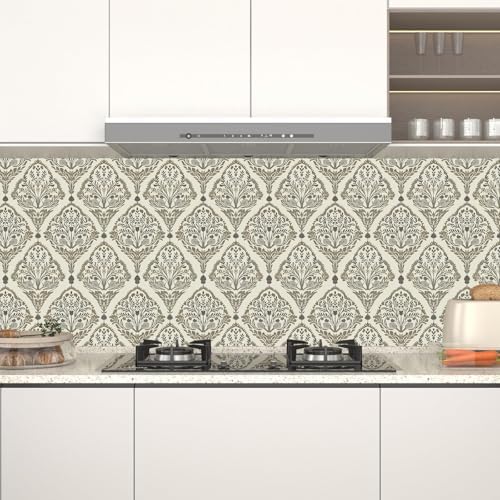 Laatse Vintage Khaki Floral Botanical Symmetrical Wallpaper 17.5" x 118" - Image 5