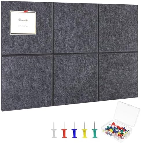 Cork Board Alternative 28" x 19", 6 Pack Felt Bulletin Boards, Pin Board by Thboxes
