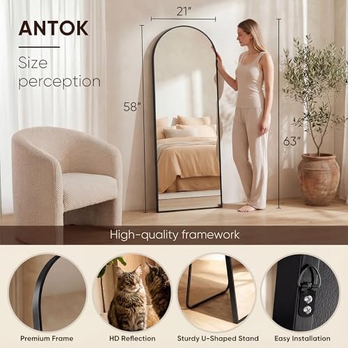 Antok 58" x21” Arched Full Length Mirror, Floor Mirror - Image 3